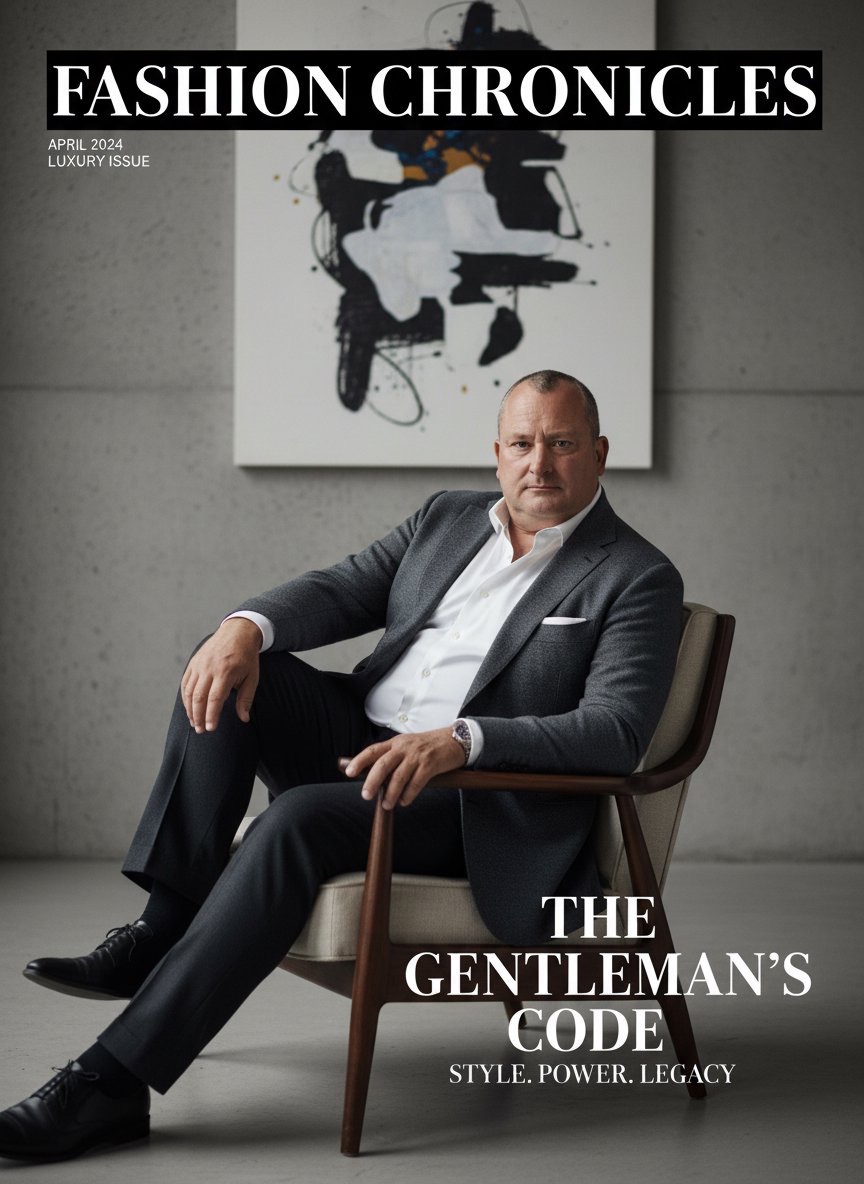 Matthew Hewett pictured on a Fashion Chronicles editorial cover
